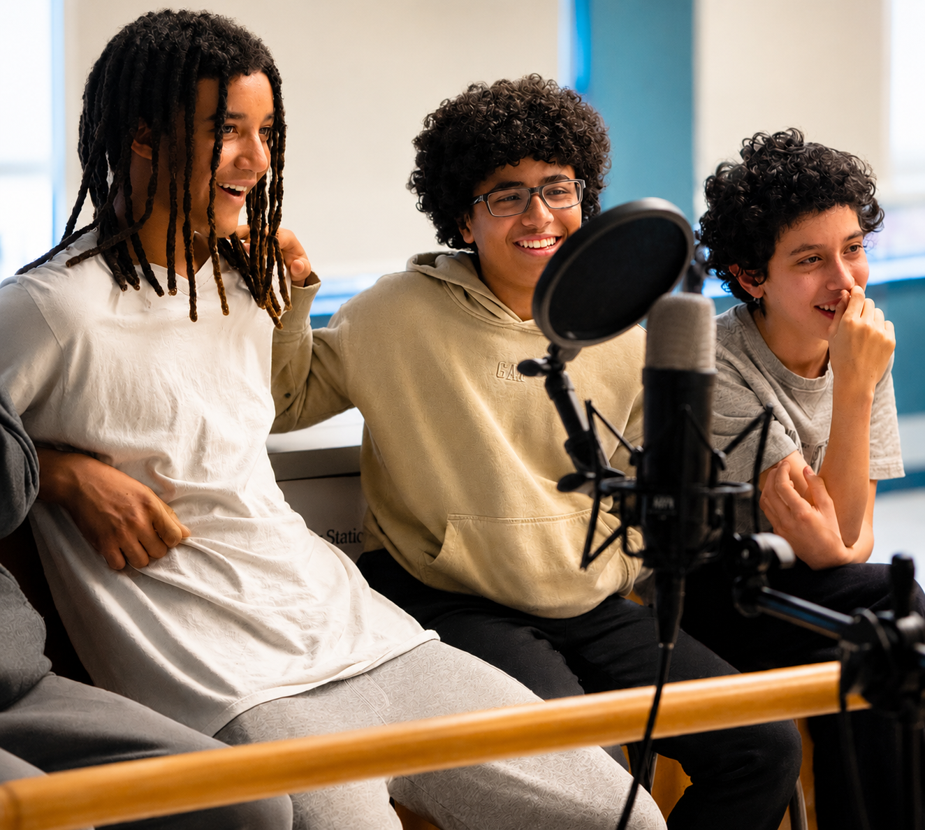 Participants laughing during the dubbing experience